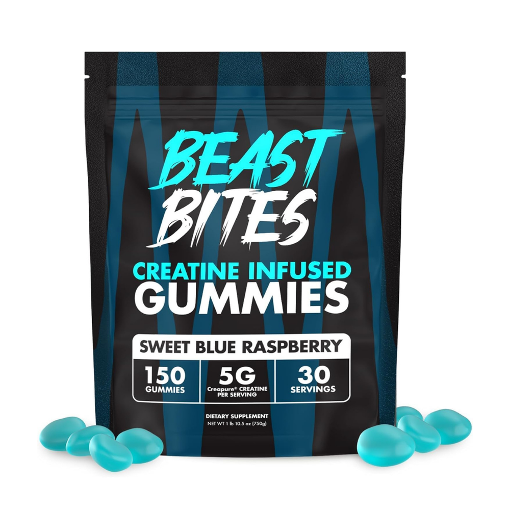 
Beast Bites Creatine Infused Gummies — 5g Creapure® Per Serving | 150 Gummies | Sweet Blue Raspberry | Organic Wellness Hub