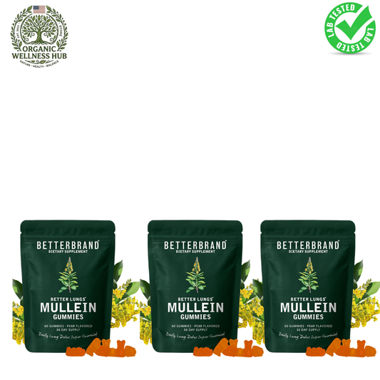 BetterBrand Mullein Gummies 3-Pack Bundle | Better Lungs® Daily Lung Detox | 180 Pear Gummies | 90-Day Supply | Lab Tested & Quality Guaranteed | Organic Wellness Hub
