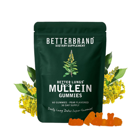 BetterBrand Mullein Gummies | Better Lungs� Daily Lung Detox Supplement | 60 Pear Gummies | 30-Day Supply | Lab Tested & Quality Guaranteed | Organic Wellness Hub