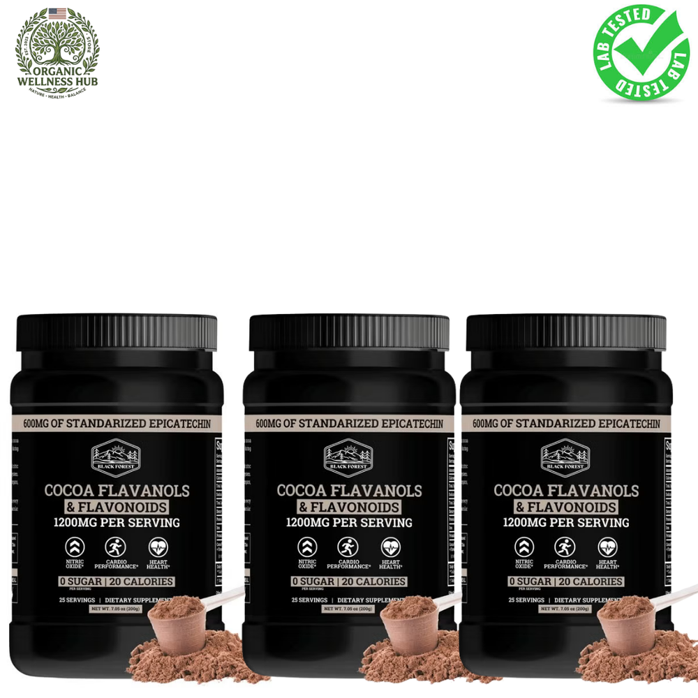 Black Forest Cocoa Flavanols & Flavonoids Powder 1200mg Per Serving 3-Pack – Nitric Oxide & Heart Health Support | Organic Wellness Hub