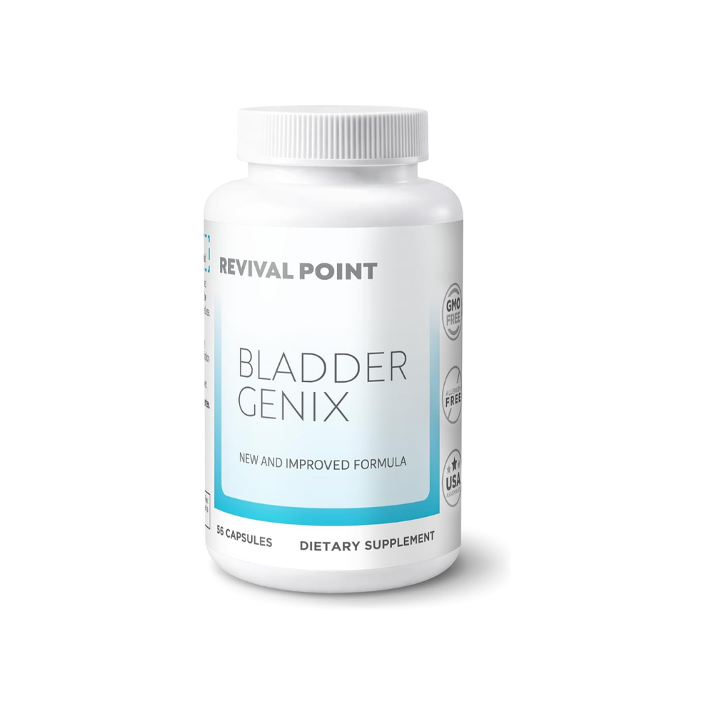 BladderGenix Capsules by Revival Point | New Formula | GMO Free | Allergen Free | Bladder Support Supplement | 56 Capsules | USA Assembled