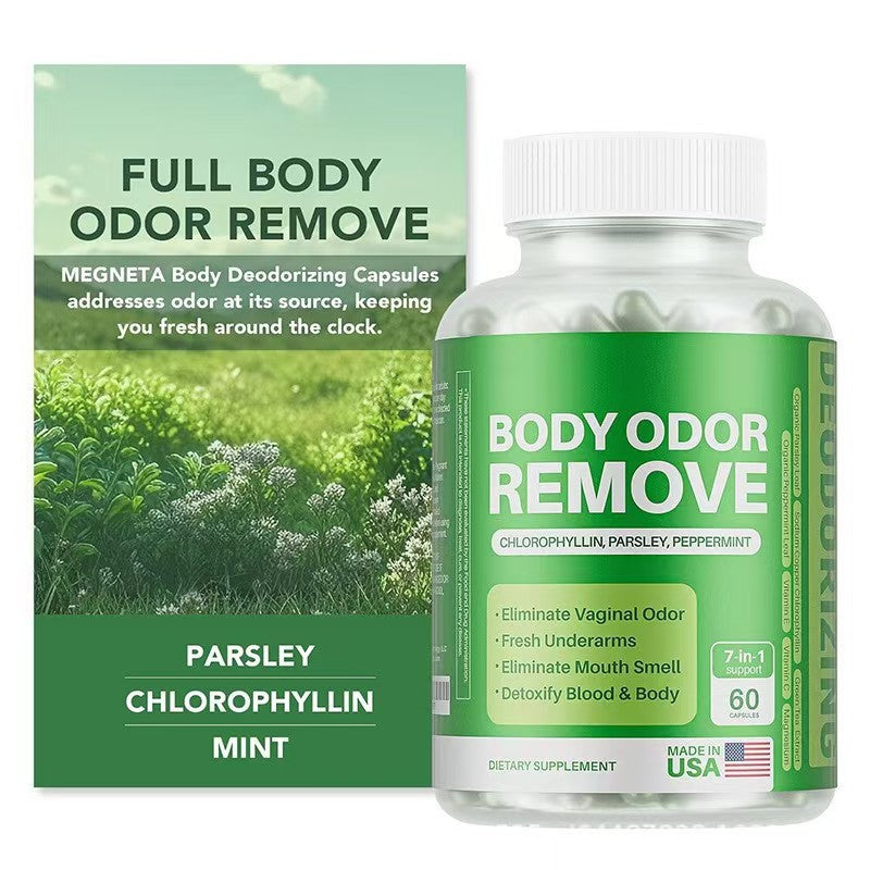 Body Odor Remove Capsules 60 Count | Chlorophyllin, Parsley & Peppermint Formula | Internal Deodorant Support | Made in USA | Organic Wellness Hub
