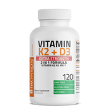 Bronson Vitamin K2 + D3 Extra Strength 120 Capsules – Bone, Heart & Immune Support | Organic Wellness Hub