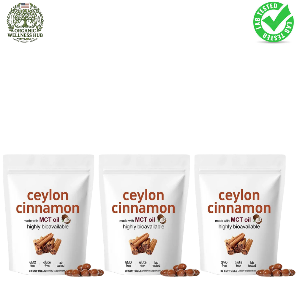 Ceylon Cinnamon with MCT Oil - 3 Pack Bundle, 90 Softgels - Highly Bioavailable, Non-GMO, Gluten-Free, Lab Tested | Organic Wellness Hub