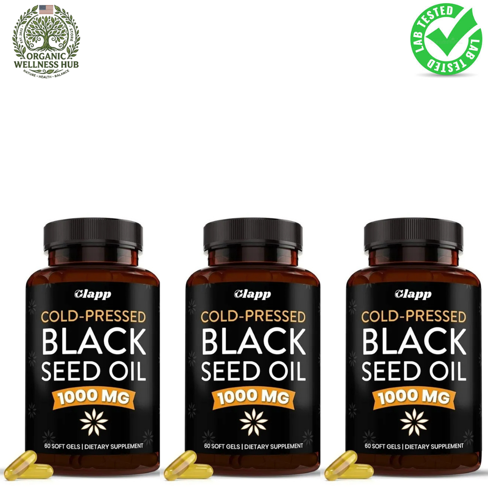 Clapp Cold-Pressed Black Seed Oil 1000mg – 3 Bottles (180 Softgels) | Lab Tested | Organic Wellness Hub