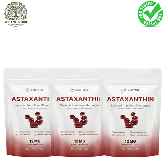 ClarityMD Astaxanthin 12mg Triple Strength Softgels 3-Pack – Premium Antioxidant Support | Organic Wellness Hub