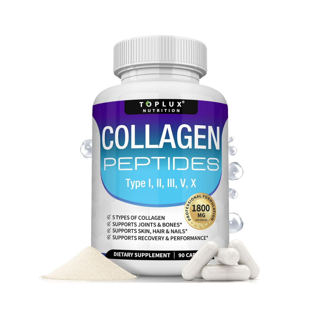 Collagen Peptides Capsules – 5 Types (I, II, III, V, X) | 1800mg Per Serving | Lab Tested | Organic Wellness Hub