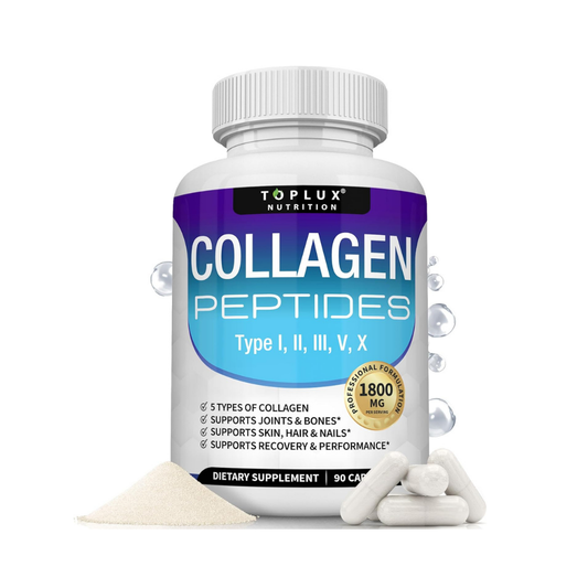 Collagen Peptides Capsules – 5 Types (I, II, III, V, X) | 1800mg Per Serving | Lab Tested | Organic Wellness Hub