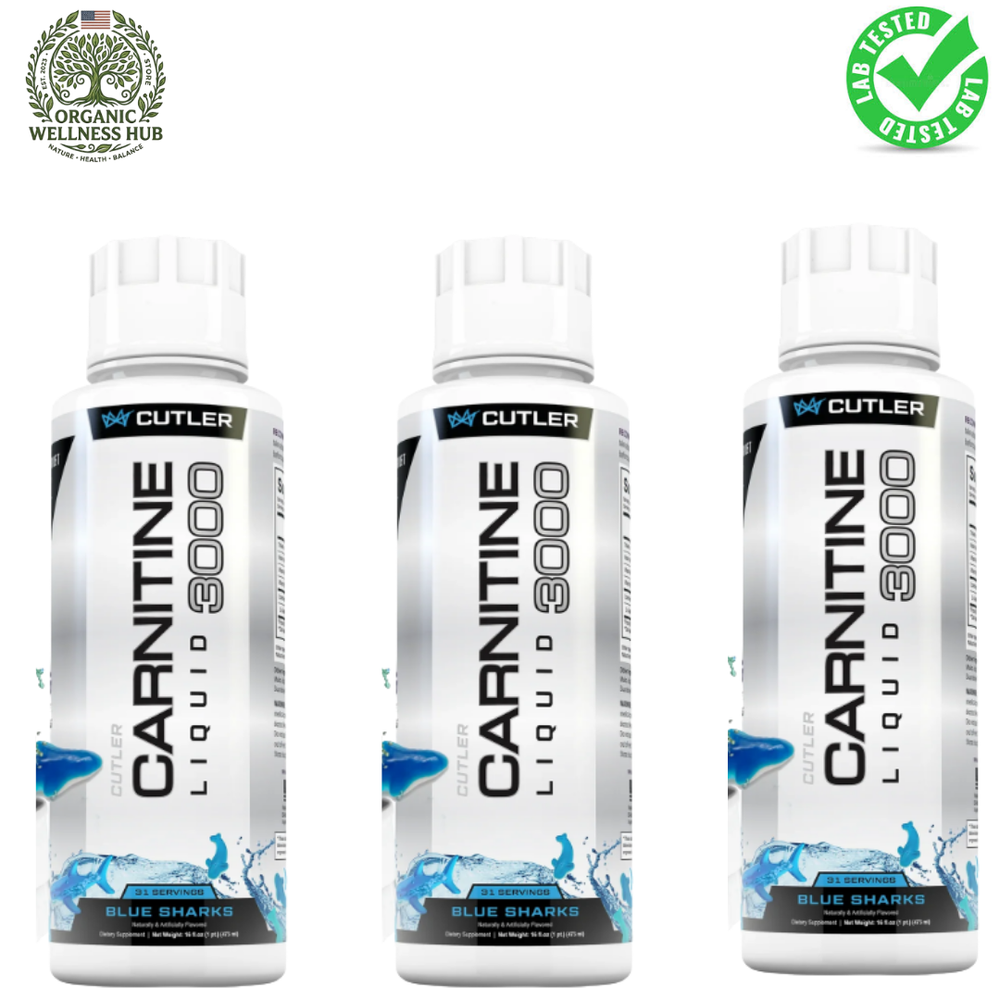 Cutler Nutrition Carnitine 3000 Blue Sharks Liquid Supplement 3 Pack | Energy & Performance Support | Organic Wellness Hub