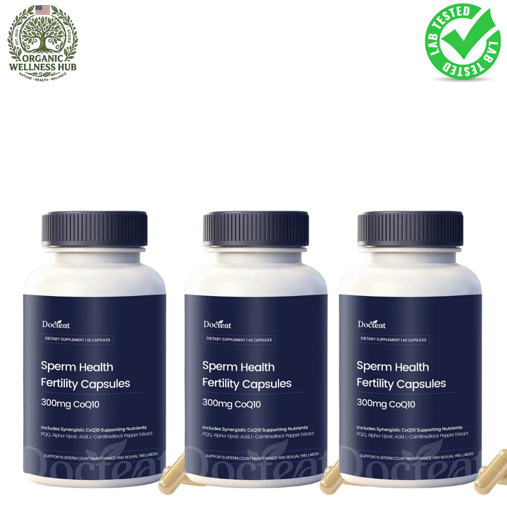 Docreat Sperm Health Fertility Capsules 300mg CoQ10 180 Capsules (3 Pack) – Advanced Male Fertility & Reproductive Support | Organic Wellness Hub
