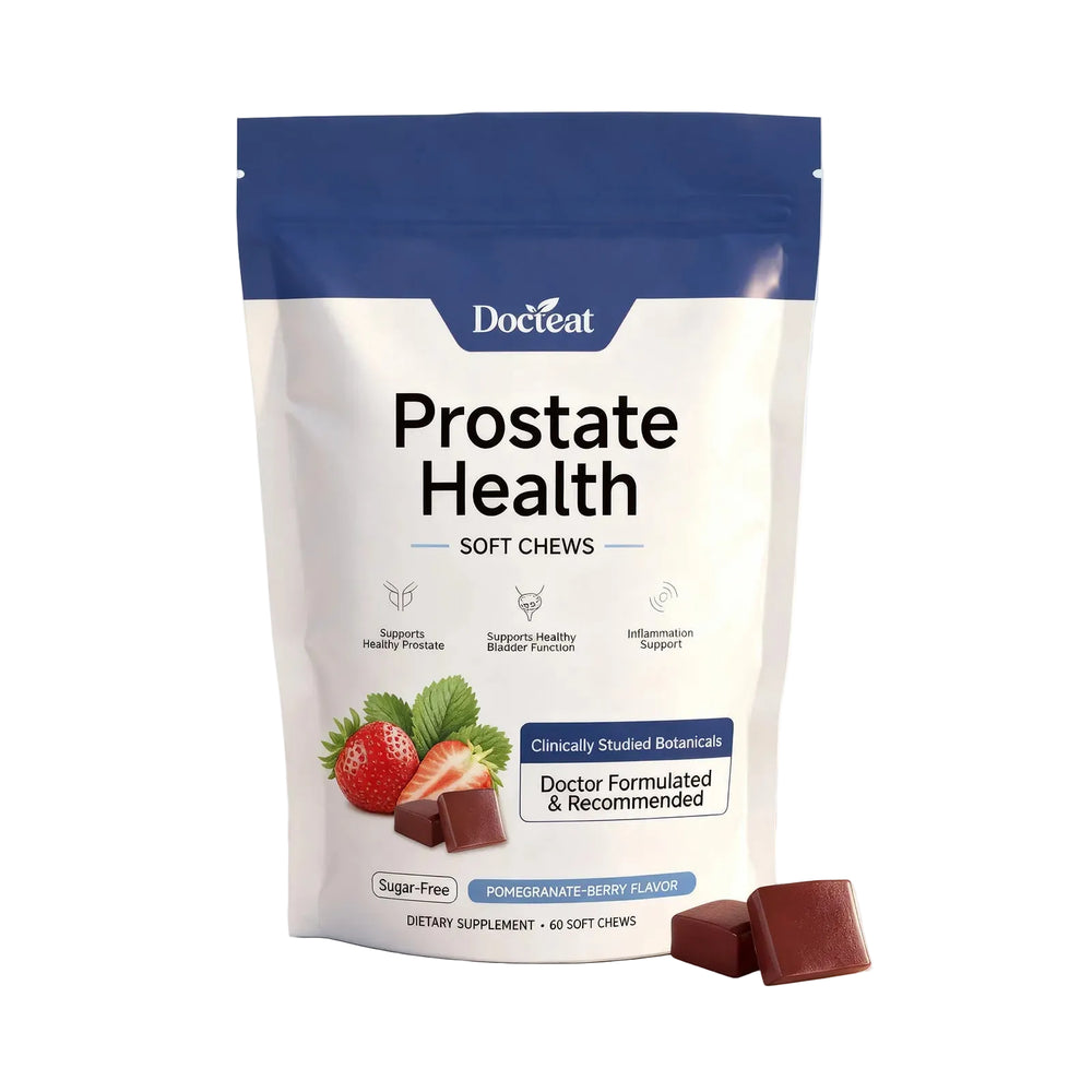 Docteat Prostate Health Soft Chews | Sugar-Free | Bladder & Inflammation Support | Doctor Formulated | 60 Chews | Pomegranate-Berry