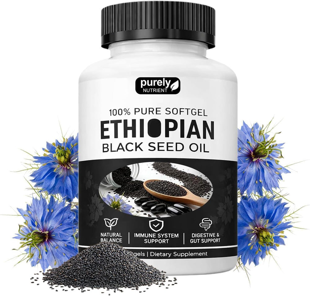 Ethiopian Black Seed Oil 100% Pure Softgels - 60 Softgels | Natural Balance, Immune & Gut Support | Lab Tested | Organic Wellness Hub