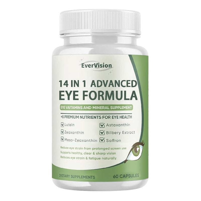 EverVision 14-in-1 Advanced Eye Formula | Lutein, Zeaxanthin & 8 Premium Nutrients | 60 Capsules | Organic Wellness Hub