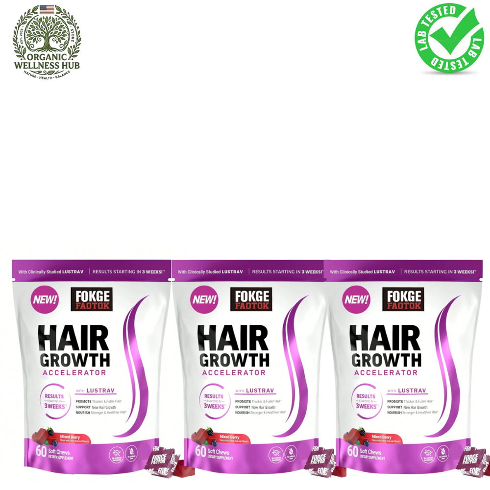 FOKGE FAOTOK Hair Growth Accelerator Soft Chews 3 Pack | Hair Growth Support | Organic Wellness Hub