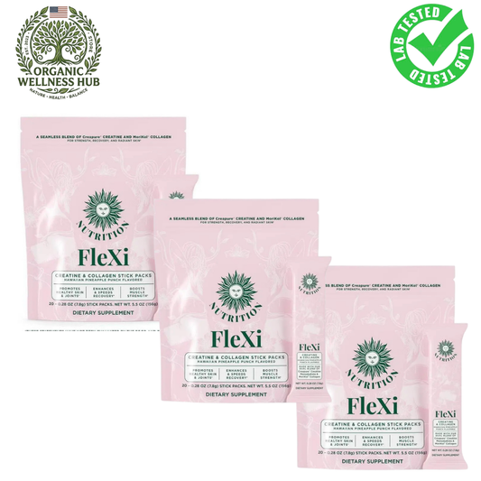FleXi Creatine & Collagen Stick Packs | 3-Pack Bundle | Creapure® + MoriKol® | Hawaiian Pineapple Punch | Skin, Joints & Muscle Strength – Organic Wellness Hub