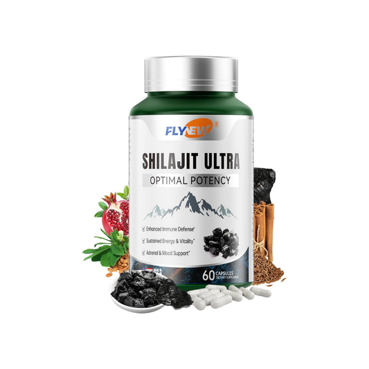 Flynew Shilajit Ultra Optimal Potency | Immune Defense, Energy & Adrenal Support | 60 Capsules | Made in USA | Lab Tested | Organic Wellness Hub