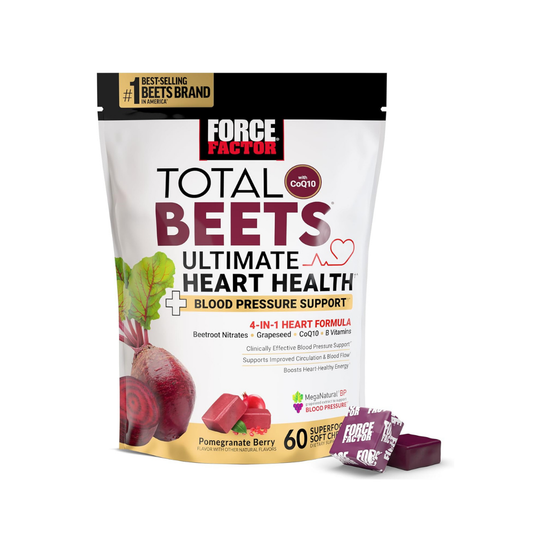 Force Factor Total Beets Ultimate Heart Health + Blood Pressure Support | 60 Soft Chews | Organic Wellness Hub