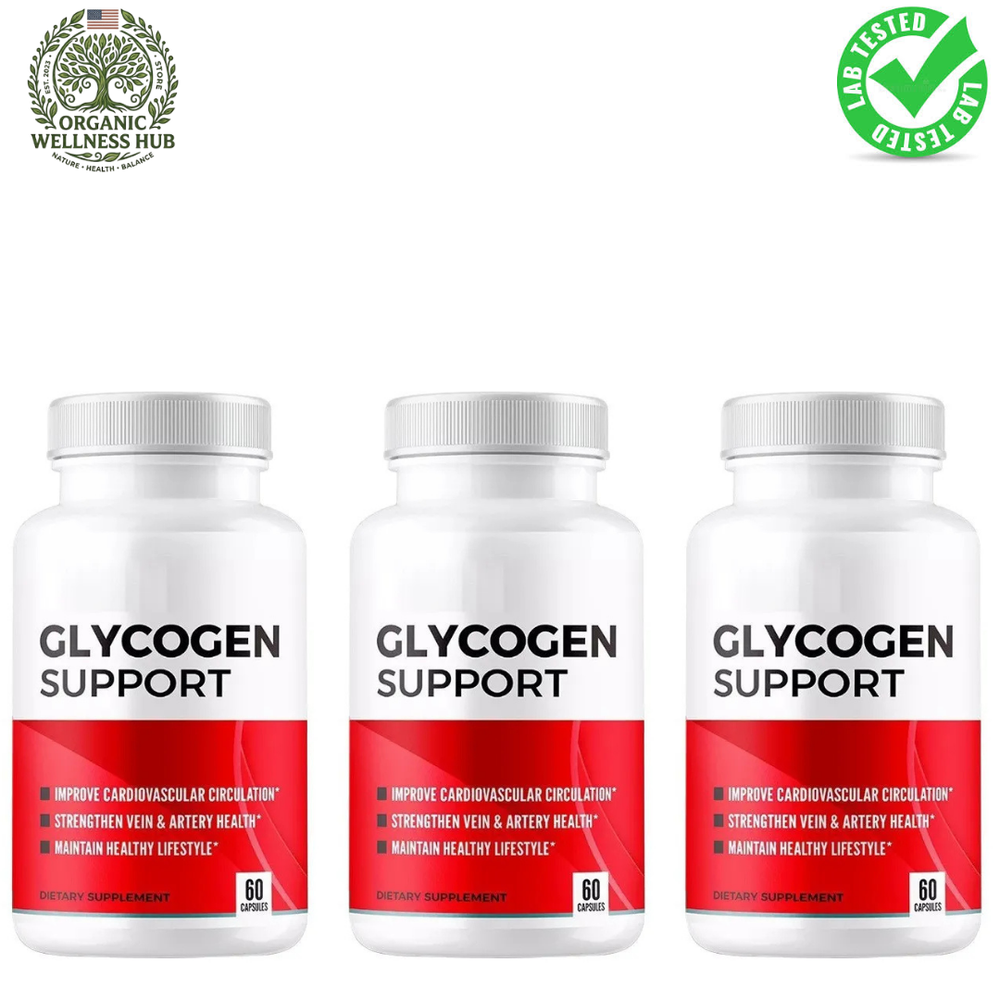 Glycogen Support 3-Pack Bundle — 180 Capsules | Blood Sugar, Cardiovascular & Vein Health | Lab Tested | Best Value | Organic Wellness Hub
