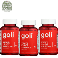 Goli Apple Cider Vinegar Gummies 3 Pack | 180 Pieces | Worlds First ACV Gummy | With the Mother | Organic | Gluten Free | Non GMO | Vegan | Digestive Weight and Immune Support Supplement