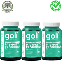Goli Nutrition World's First 3-in-1 Pre+Post+Probiotics Gummies — 3-Pack Bundle (180 Gummies) | Lab Tested | Digestive Health, Immune Support & Balanced Gut Dietary Supplement