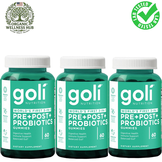 Goli Nutrition World's First 3-in-1 Pre+Post+Probiotics Gummies — 3-Pack Bundle (180 Gummies) | Lab Tested | Digestive Health, Immune Support & Balanced Gut Dietary Supplement
