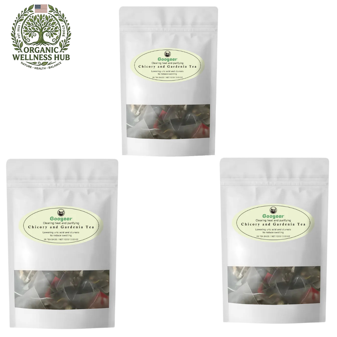 Googeer Chicory and Gardenia Tea 3 Pack Bundle | 60 Tea Bags 300g | Clearing Heat and Purifying | Lower Uric Acid | Diuretic | Reduce Swelling | Natural Herbal Wellness Tea