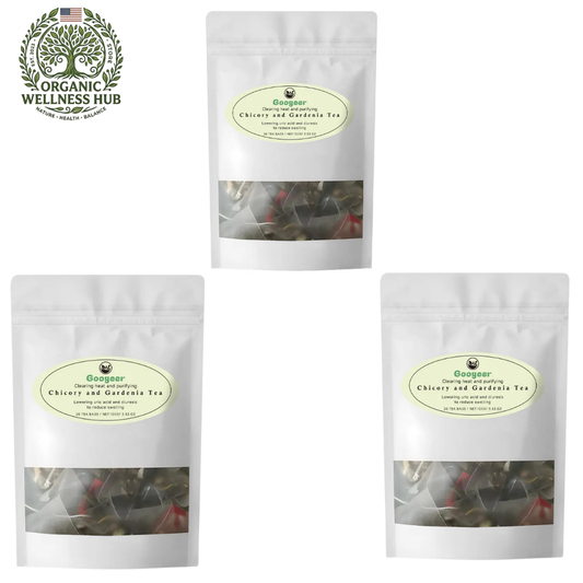Googeer Chicory and Gardenia Tea 3 Pack Bundle | 60 Tea Bags 300g | Clearing Heat and Purifying | Lower Uric Acid | Diuretic | Reduce Swelling | Natural Herbal Wellness Tea