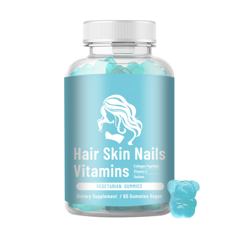 Hair Skin Nails Vitamins Gummies | Collagen Peptides + Vitamin C | Vegan | Lab Tested | Organic Wellness Hub