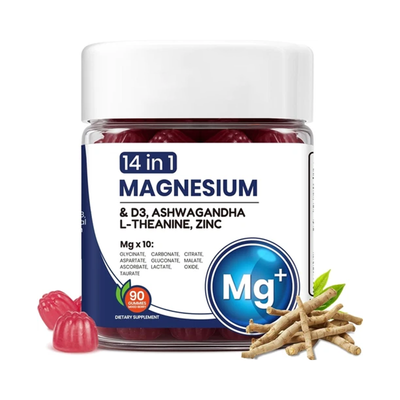 14 in 1 Magnesium Gummies with D3, Ashwagandha, L-Theanine & Zinc 3-Pack | 90 Mixed Berry Gummies | Lab Tested | Organic Wellness Hub