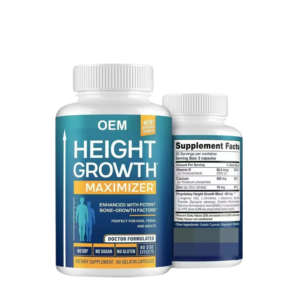 Height Growth Maximizer Supplement | Bone Growth Support for Kids, Teens & Adults | Vitamin D, Calcium, Zinc | 60 Capsules | Organic Wellness Hub