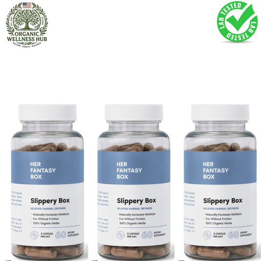 Her Fantasy Box Slippery Box 3-Pack | Natural Vaginal Dryness Relief | 180 Capsules | 3-Month Supply | Lab Tested