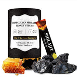 Himalayan Shilajit Honey Sticks - Organic Honey & Fulvic Acid Energy Support | 30 Sticks