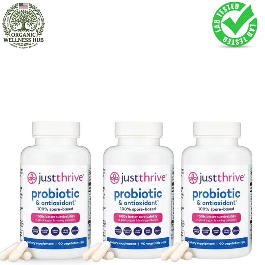 Just Thrive Probiotic & Antioxidant 3-Pack Bundle — 100% Spore-Based | 270 Veggie Caps | Best Value Gut Health Supplement | Lab Tested
