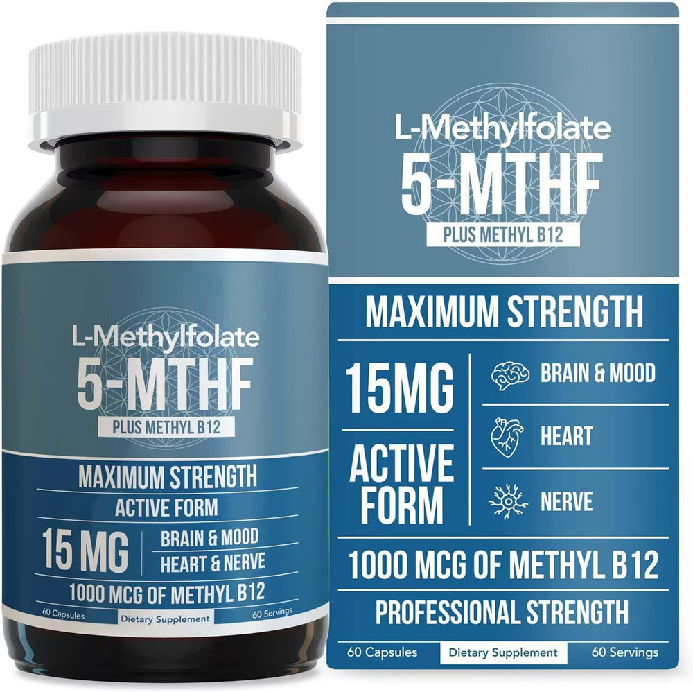 L-Methylfolate 15mg + Methyl B12 Cofactor | Lab Tested 5-MTHF Active Folate | Mood, Methylation & Cognitive Support | Organic Wellness Hub