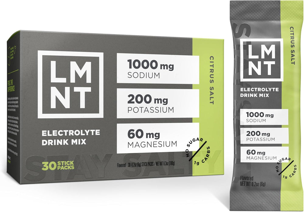 LMNT Electrolyte Drink Mix Citrus Salt 4x30 Stick Packs | 1000mg Sodium | No Sugar | Lab Tested | Organic Wellness Hub

