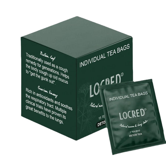LOCRED Natural Mucus & Lung Detox Tea | Mullein Leaf & American Ginseng | Respiratory Support Herbal Tea ? 15 Individual Tea Bags