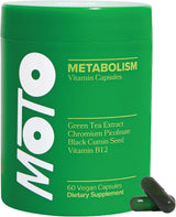 MOTO Metabolism Vitamin Capsules | Green Tea Extract, Chromium, Black Cumin Seed & B12 | 60 Vegan Capsules | Lab Tested Metabolism Booster | Organic Wellness Hub