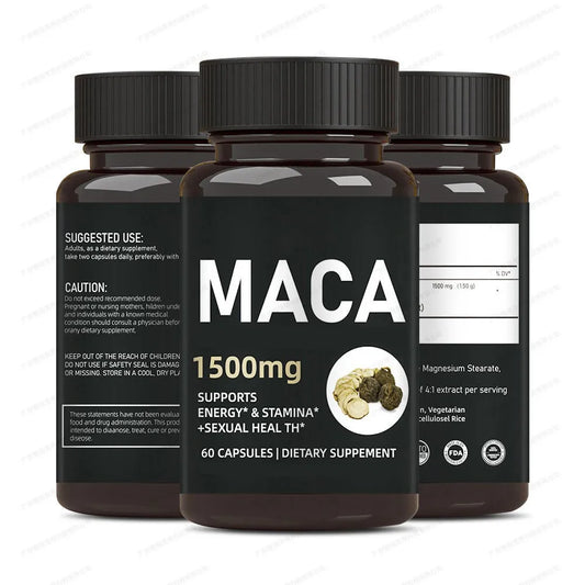 Maca Root 1500mg Capsules – Natural Energy, Stamina & Sexual Health Supplement | Organic Wellness Hub