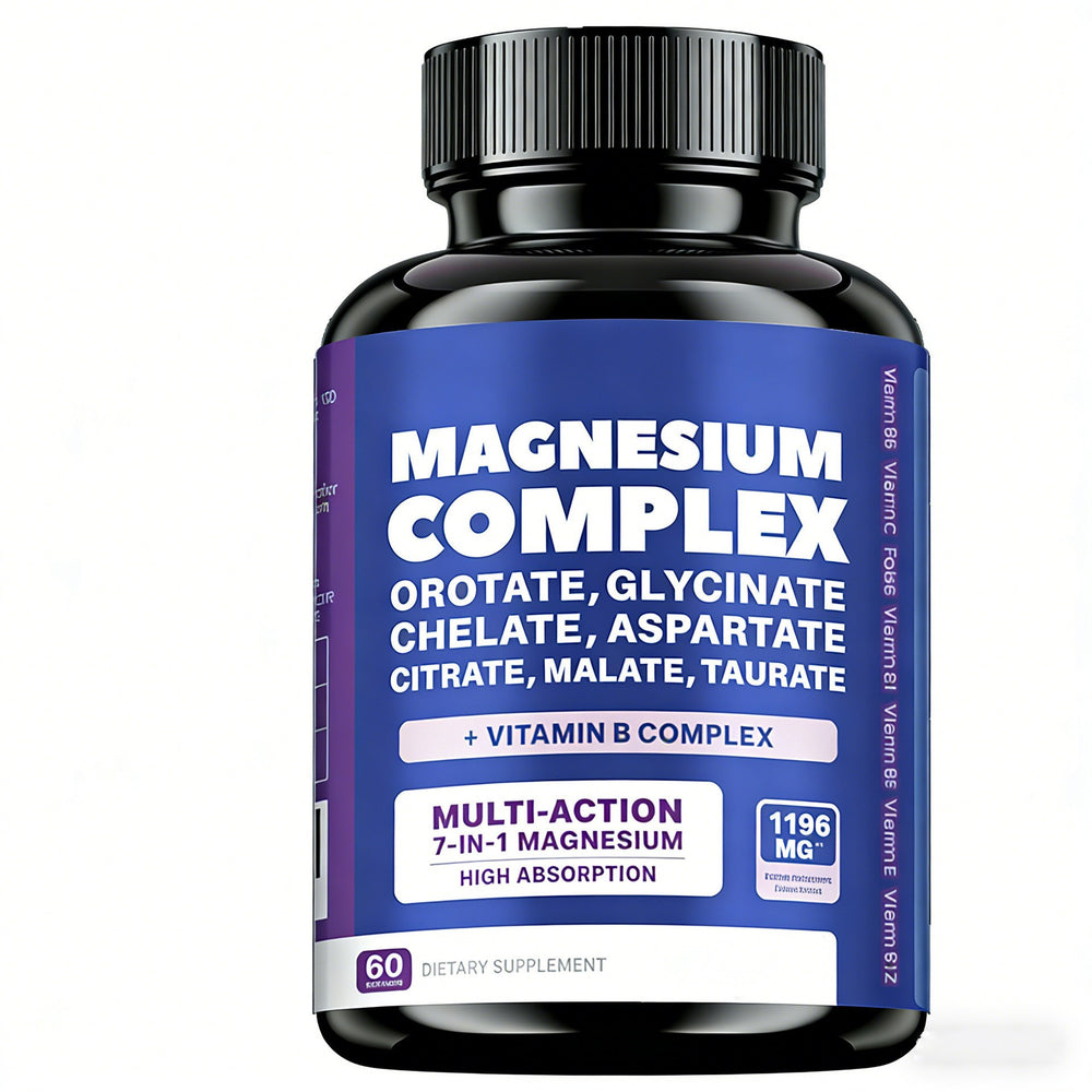 Magnesium Complex 7-in-1 with Vitamin B Complex - High Absorption Magnesium Glycinate, Citrate, Malate & Taurate 60 Capsules | Organic Wellness Hub