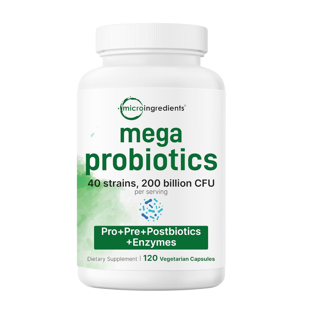 Mega Probiotics 200 Billion CFU - 40 Strains with Prebiotics, Postbiotics & Digestive Enzymes | 120 Vegetarian Capsules | Organic Wellness Hub