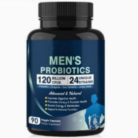 Men's Probiotics 120 Billion CFUs | 24 Strains | Prebiotics, Enzymes & Amino Acids | Digestive & Prostate Health | 90 Veggie Capsules