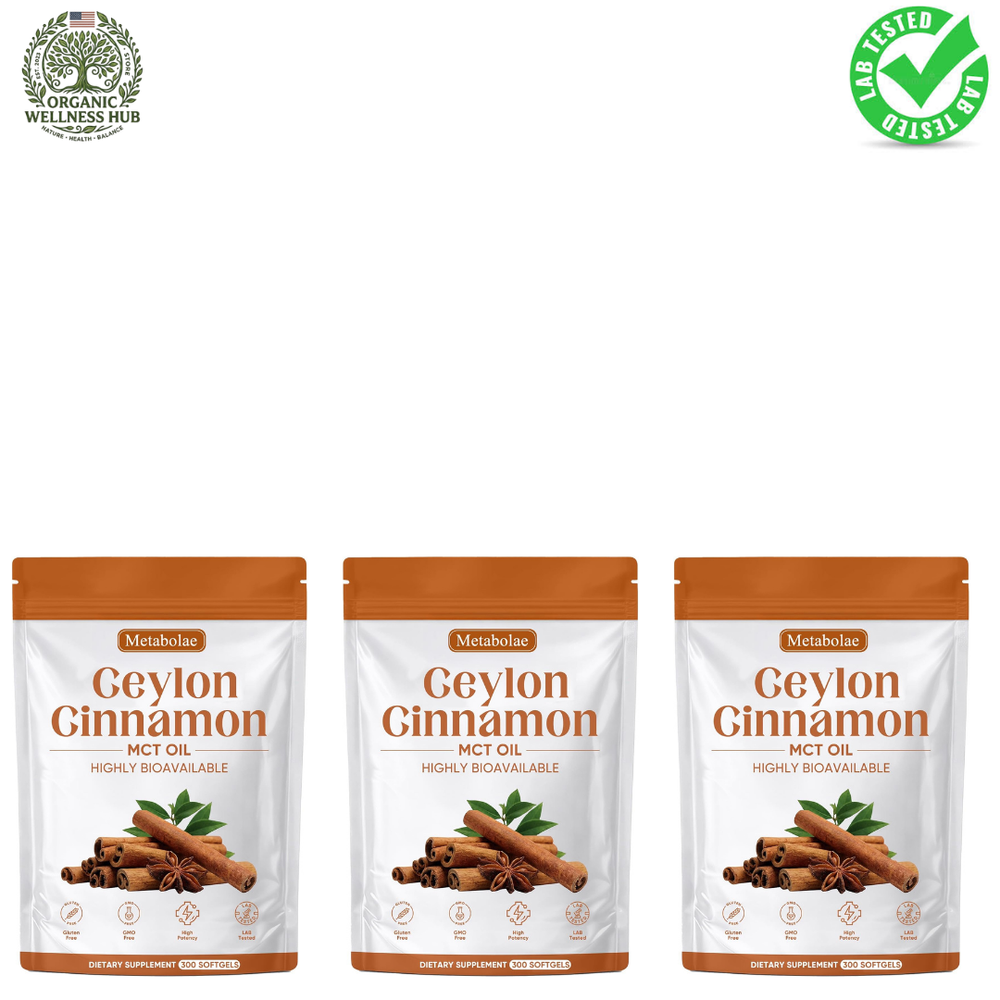 Metabolae Ceylon Cinnamon with MCT Oil Softgels 300 Count (3 Pack) – High Potency Cinnamon Supplement | Organic Wellness Hub