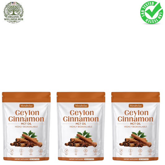 Metabolae Ceylon Cinnamon with MCT Oil Softgels 300 Count (3 Pack) – High Potency Cinnamon Supplement | Organic Wellness Hub