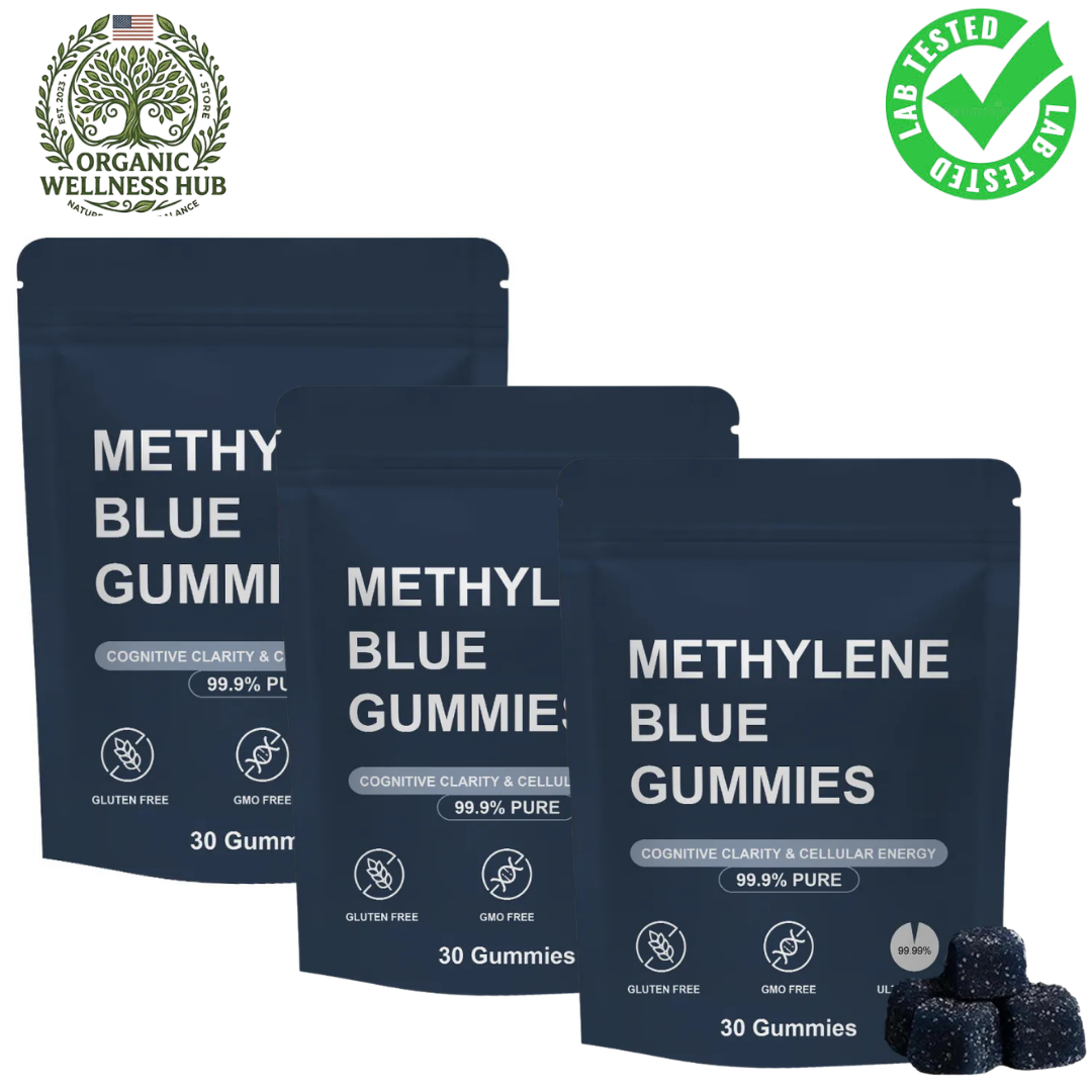 Methylene Blue Gummies 3 Pack 99.9% Pure - 90 Gummies | Cognitive Clarity and Cellular Energy Supplement Gluten Free GMO Free Lab Tested