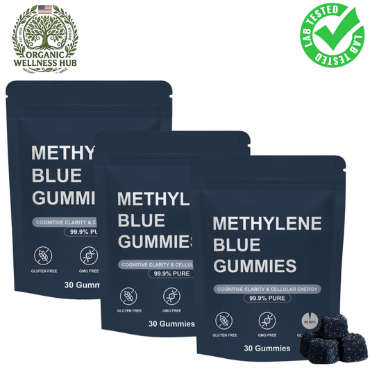 Methylene Blue Gummies 3 Pack 99.9% Pure - 90 Gummies | Cognitive Clarity and Cellular Energy Supplement Gluten Free GMO Free Lab Tested