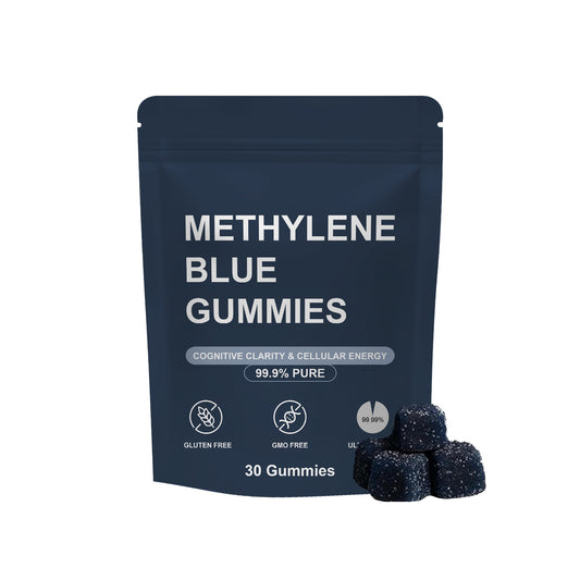Methylene Blue Gummies 99.9% Pure - 30 Gummies | Cognitive Clarity and Cellular Energy Supplement Gluten Free GMO Free