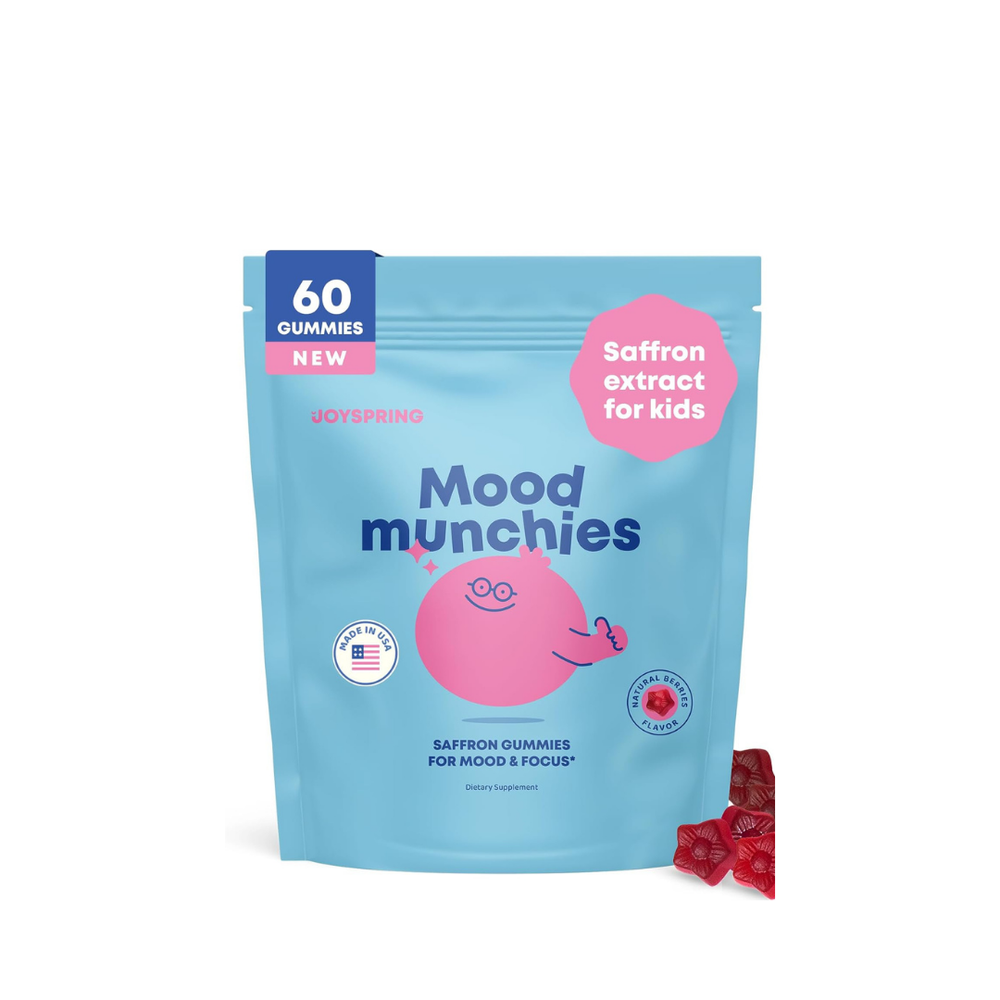 Mood Munchies Saffron Gummies for Kids - Natural Mood & Focus Support | Saffron Extract | Berry Flavor | 60 Gummies | JoySpring