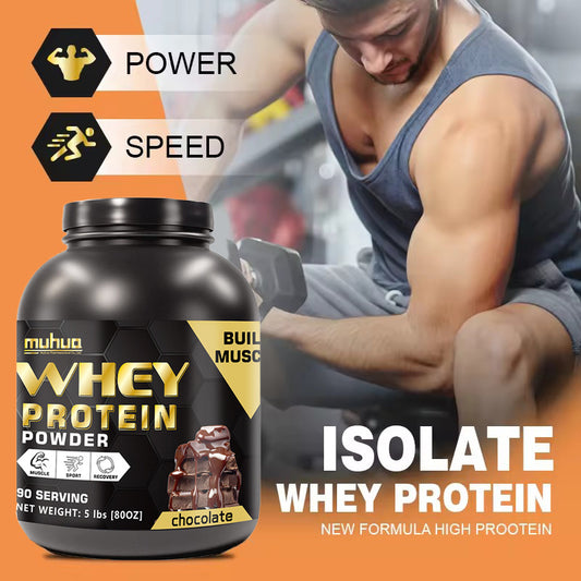 Muhua Isolate Whey Protein Powder | Chocolate | 90 Servings | 5 lbs | Build Muscle, Power & Recovery ? Organic Wellness Hub