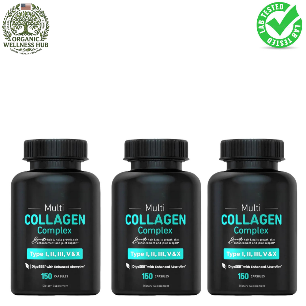 Multi Collagen Complex Capsules | Type I II III V X | Organic Wellness Hub