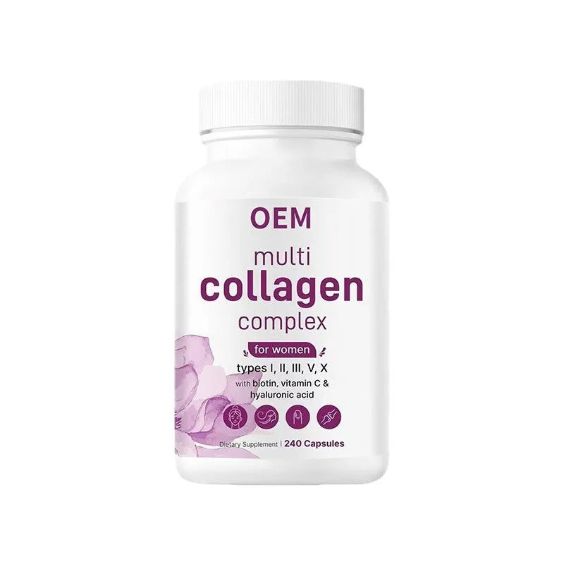 Multi Collagen Complex for Women – Types I II III V X with Biotin Vitamin C & Hyaluronic Acid 240 Capsules | Organic Wellness Hub
